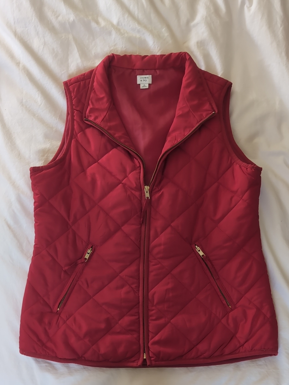 Crown & Ivy Quilted Red Puffer Vest